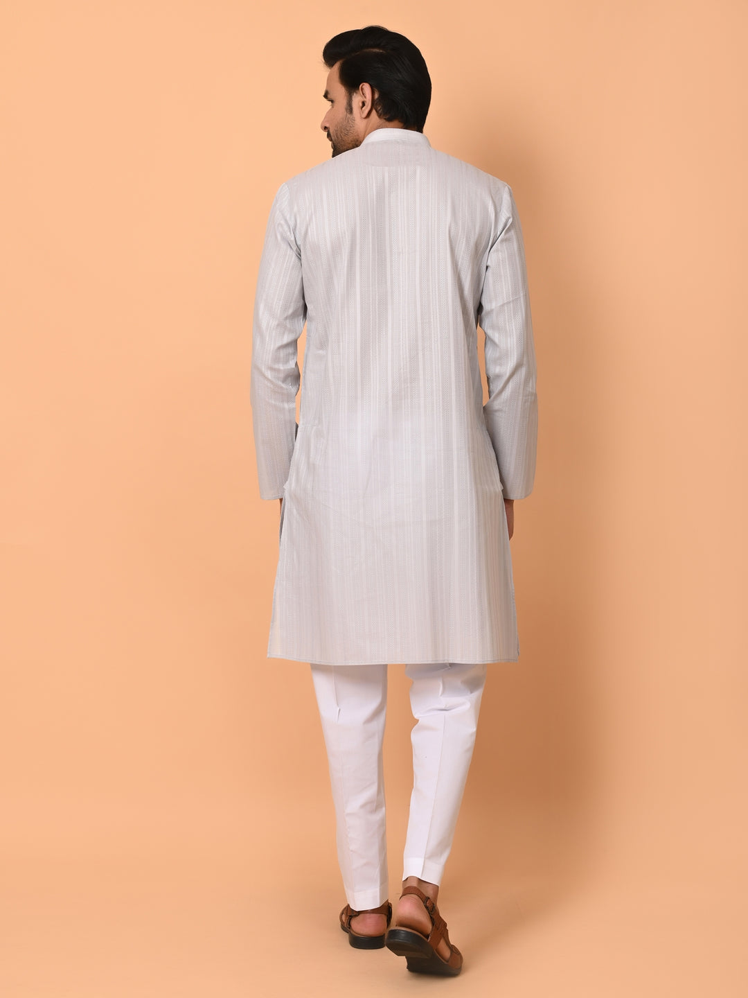 Striped Grey Kurta Set - KM37231-4