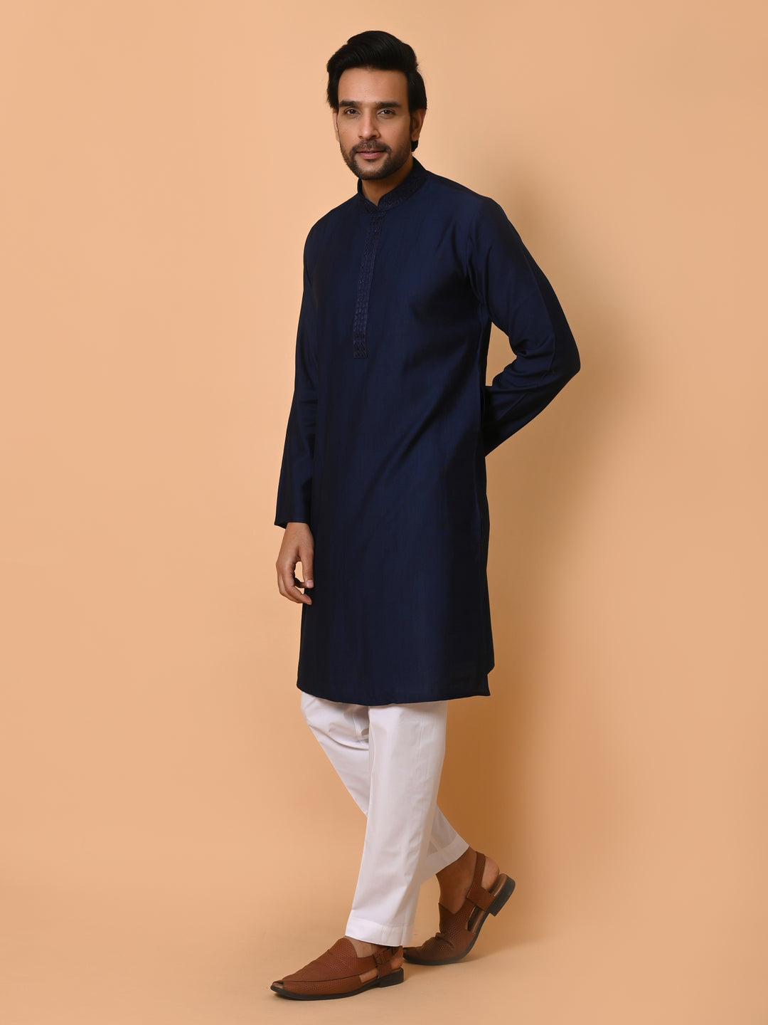 Solid Navy Blue Kurta Set - KM37602-992