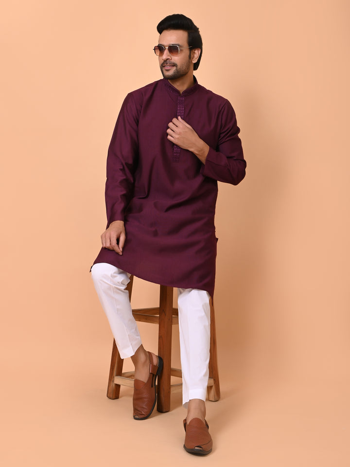 Solid Purple Kurta Set - KM37602-17