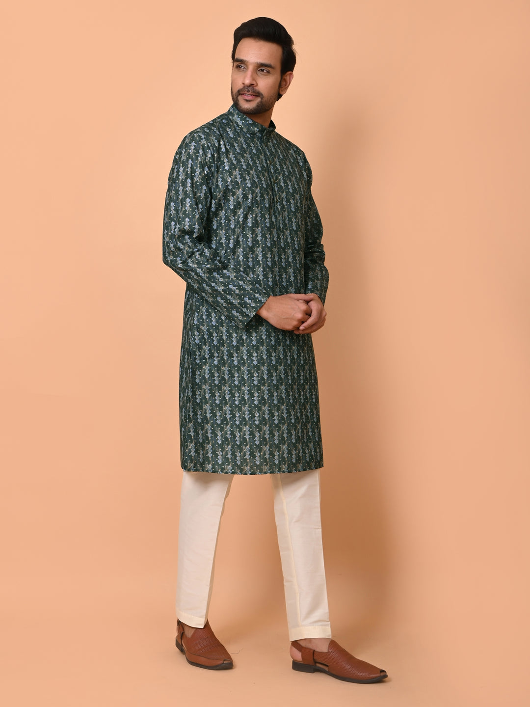 Geometric Green Kurta Set - KM37865-38