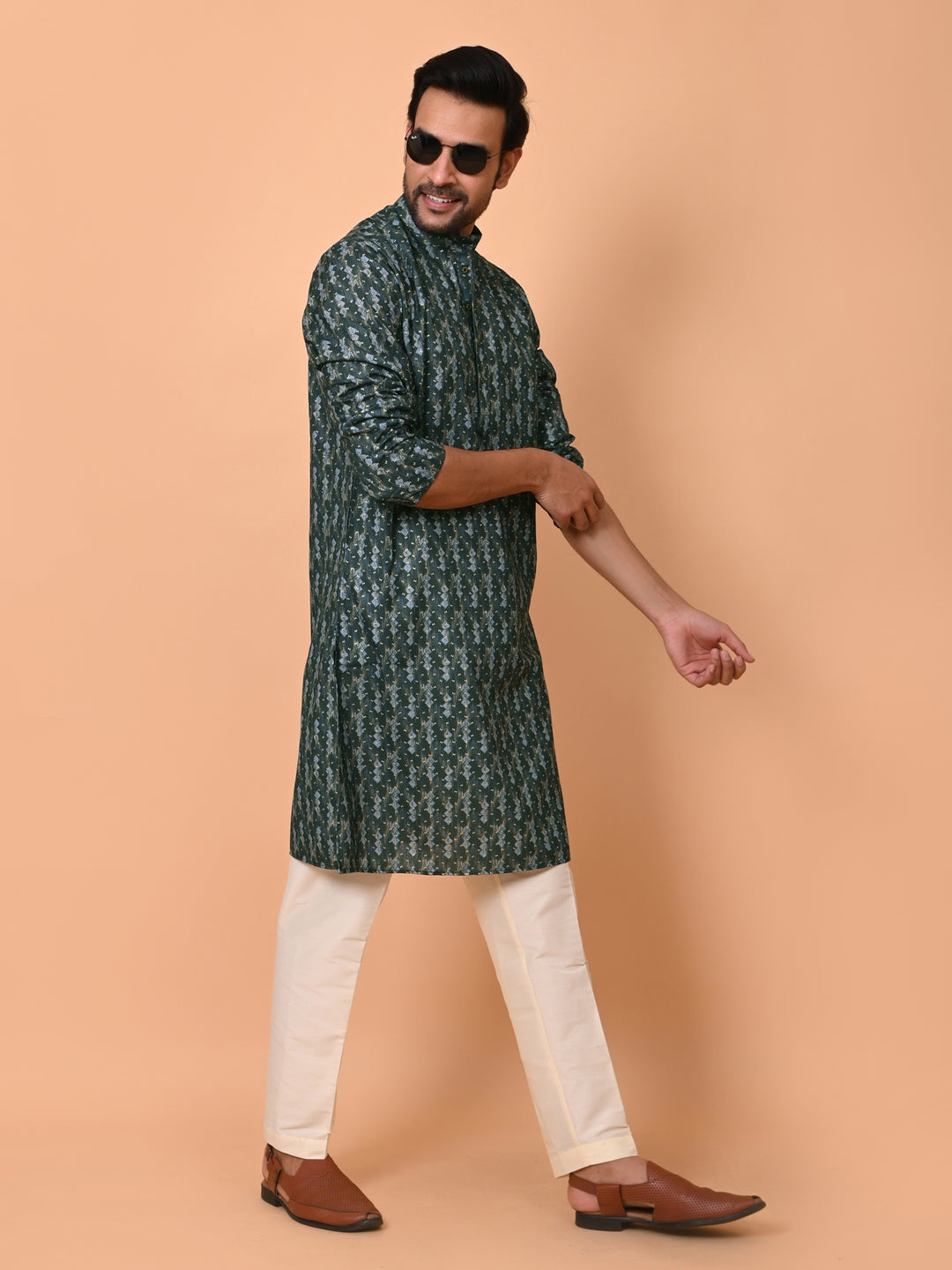 Geometric Green Kurta Set - KM37865-38