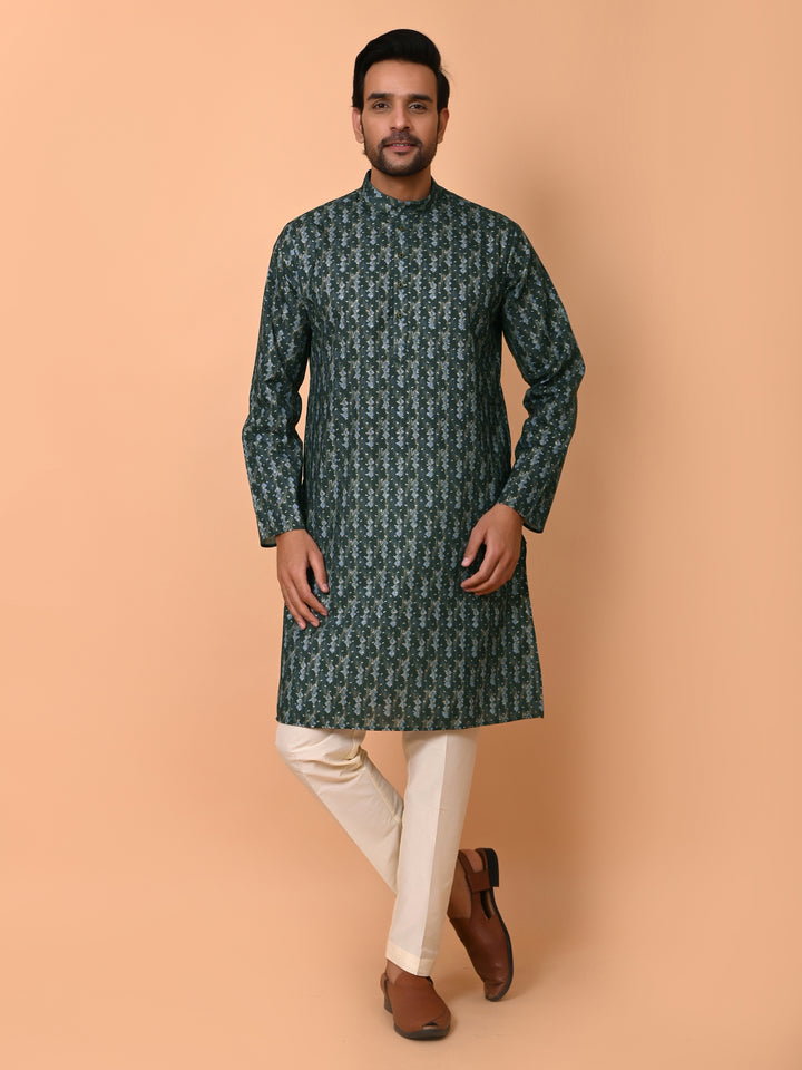 Geometric Green Kurta Set - KM37865-38