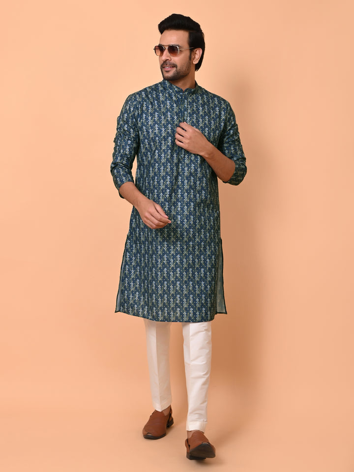 Geometric Navy Blue Kurta Set - KM37865-36