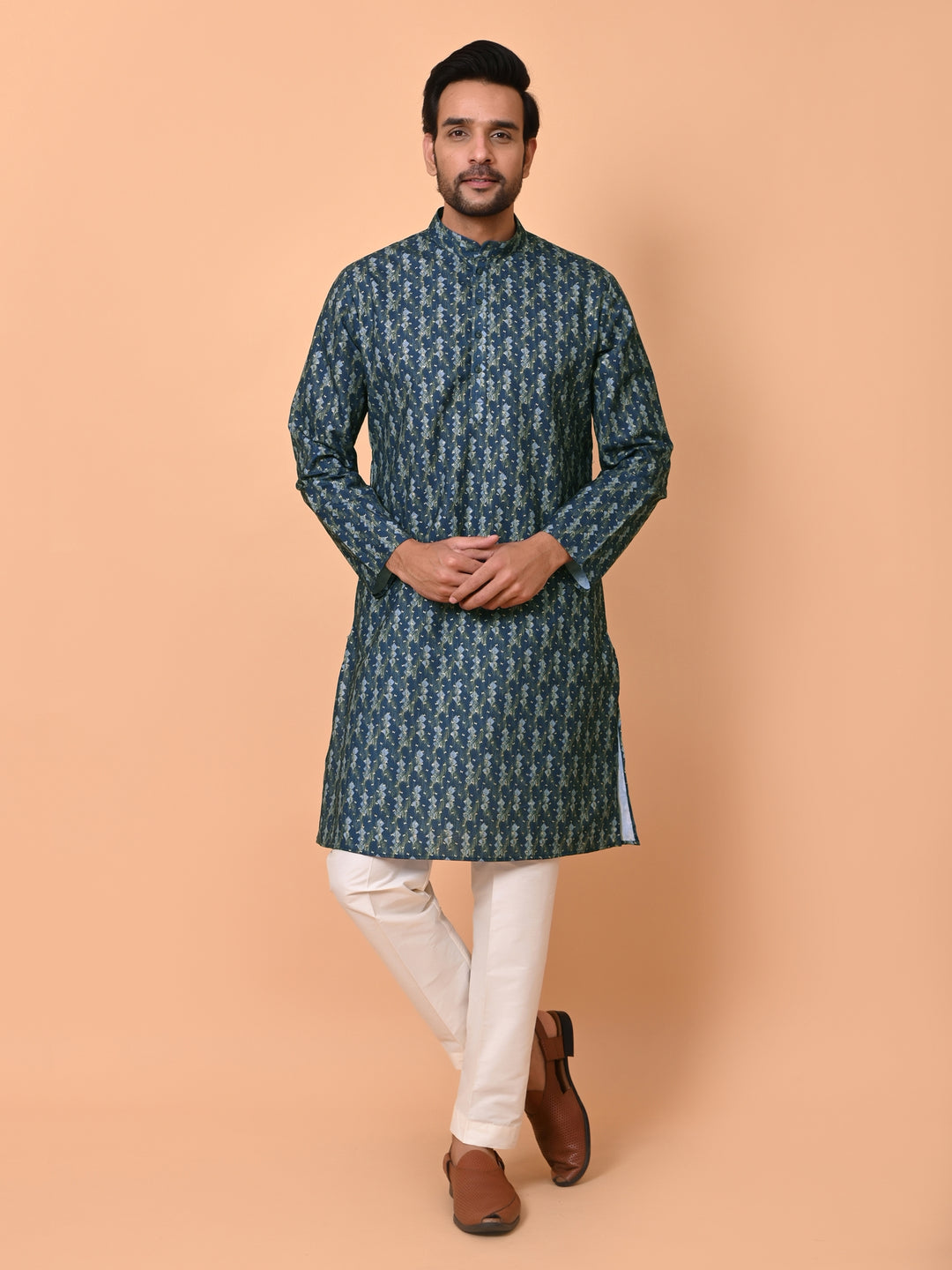 Geometric Navy Blue Kurta Set - KM37865-36