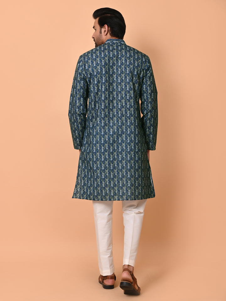 Geometric Navy Blue Kurta Set - KM37865-36