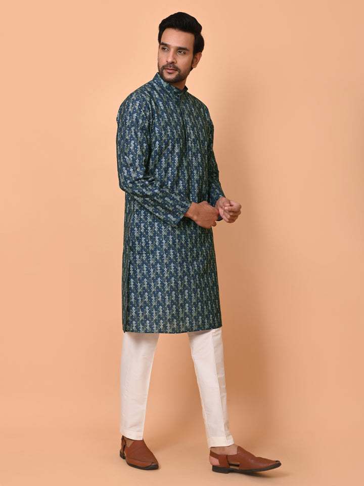 Geometric Navy Blue Kurta Set - KM37865-36