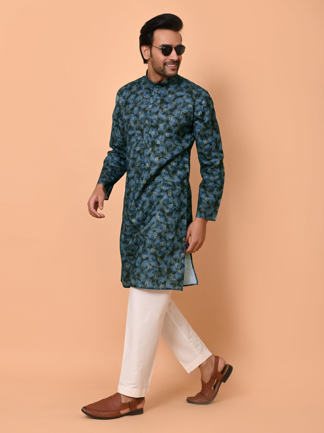 Paisley Blue Kurta Set - KM37866-40