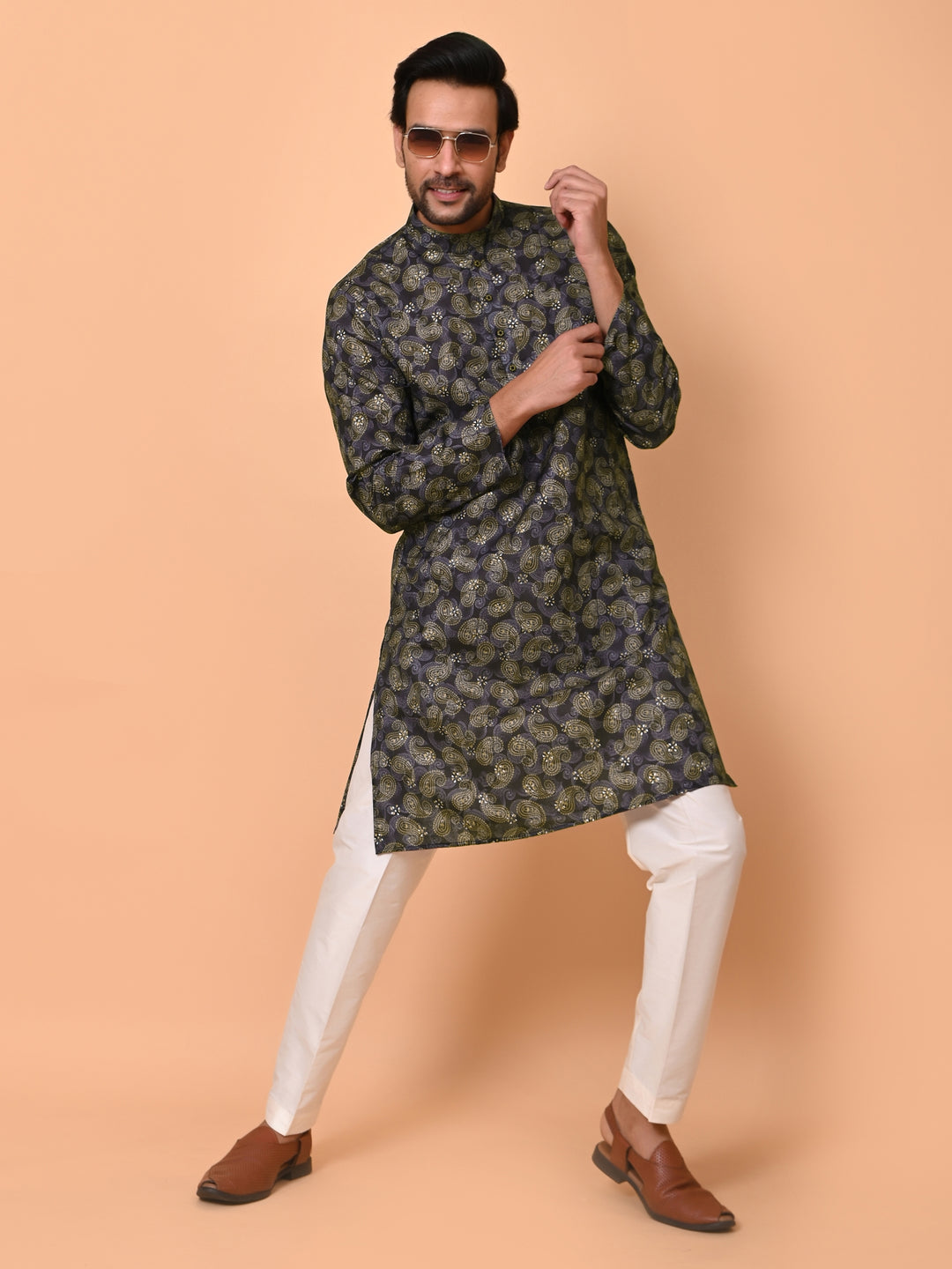 Paisley Mustard Kurta Set - KM37866-39