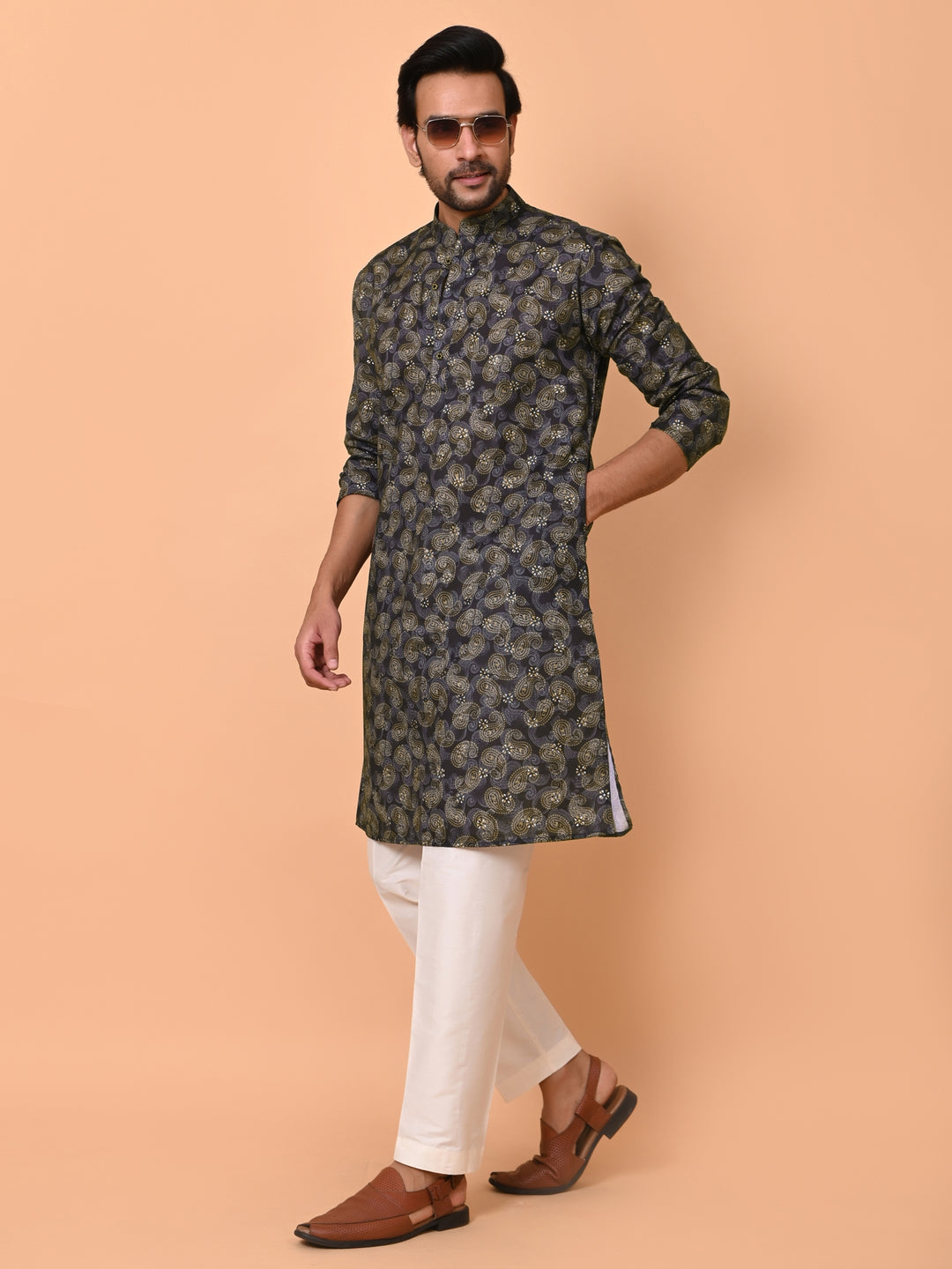 Paisley Mustard Kurta Set - KM37866-39