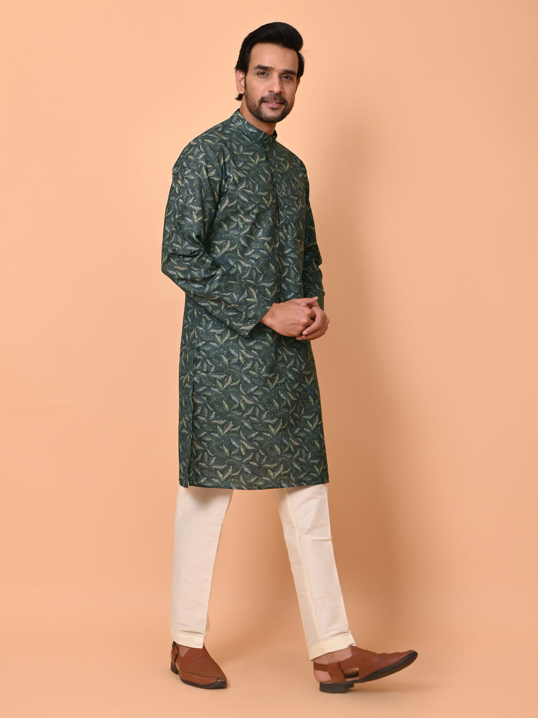 Leafs Green Kurta Set - KM37867-33