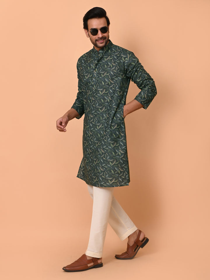 Leafs Green Kurta Set - KM37867-33