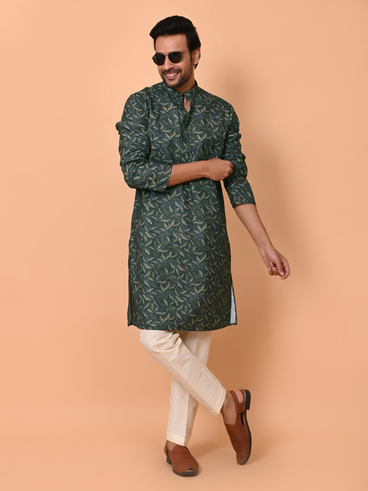 Leafs Green Kurta Set - KM37867-33