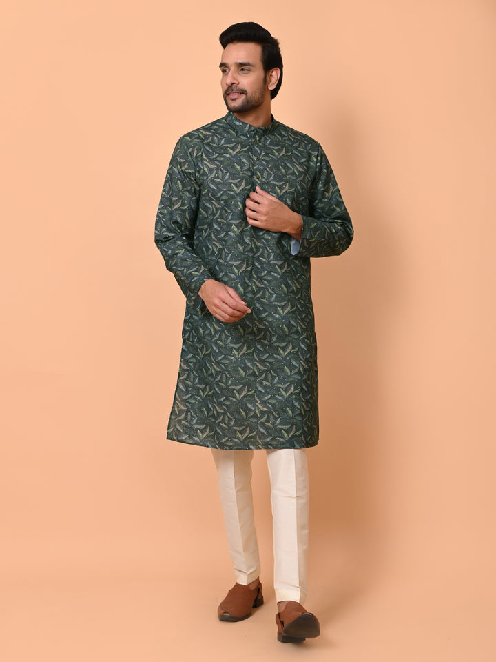 Leafs Green Kurta Set - KM37867-33