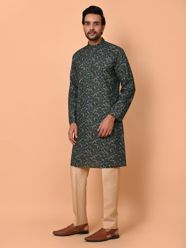 Leafs Green Kurta Set - KM37867-35