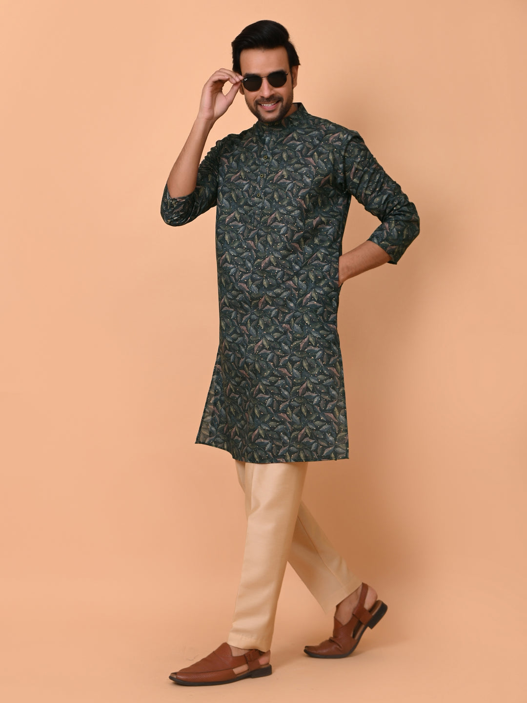 Leafs Green Kurta Set - KM37867-35