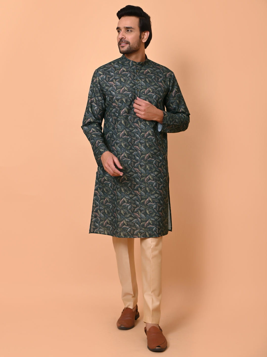 Leafs Green Kurta Set - KM37867-35