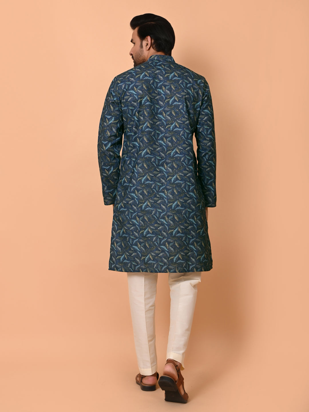 Leafs Navy Blue Kurta Set - KM37867-34