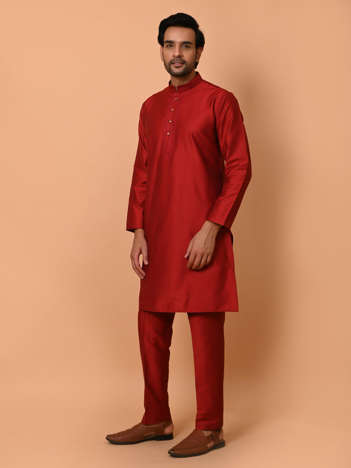 Ethnic Motifs Maroon Kurta Set - KM35476-40