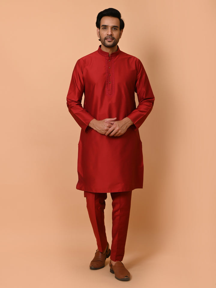 Ethnic Motifs Maroon Kurta Set - KM35476-40