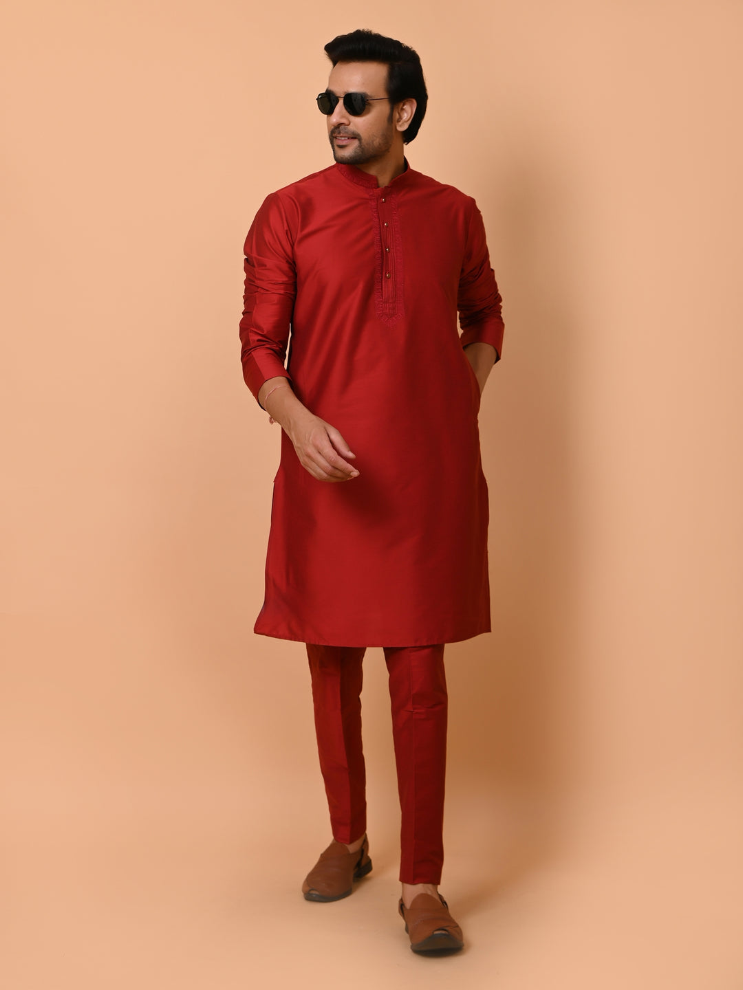 Ethnic Motifs Maroon Kurta Set - KM35476-40