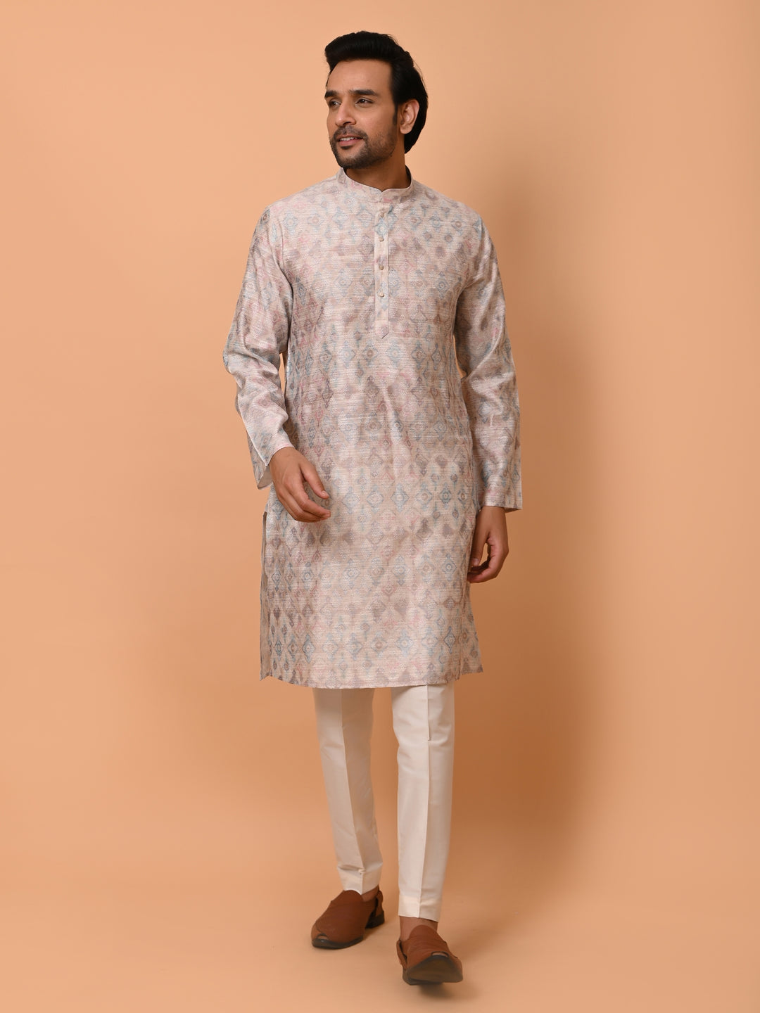 Ethnic Motifs Grey Kurta Set - KM36747-T6