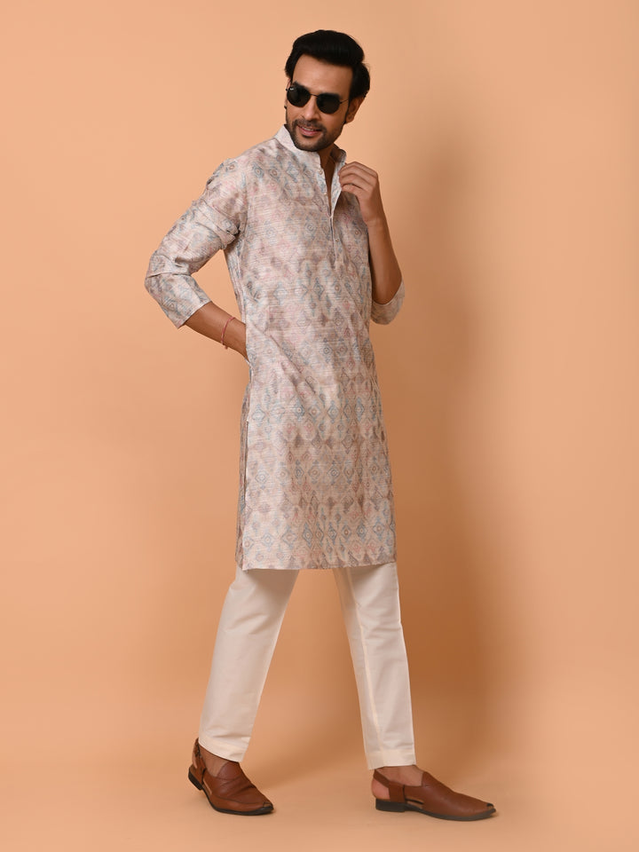 Ethnic Motifs Grey Kurta Set - KM36747-T6