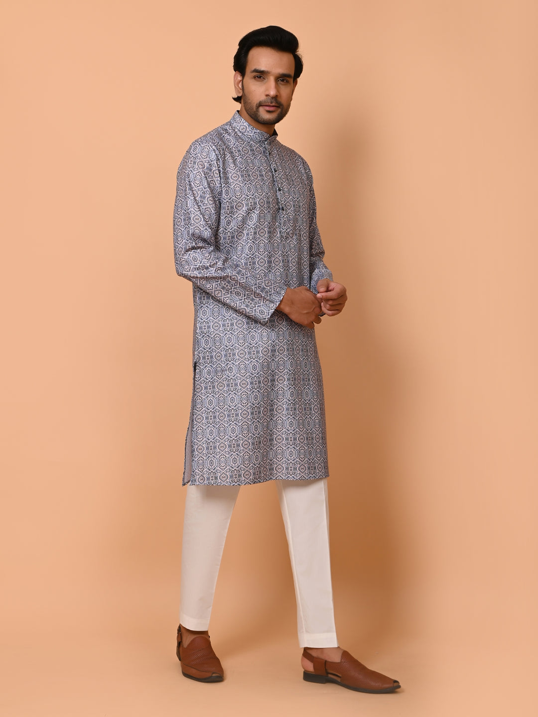 Ethnic Motifs Blue Kurta Set - KM37021-3