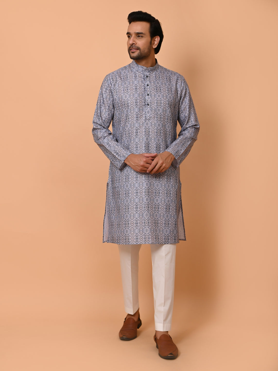 Ethnic Motifs Blue Kurta Set - KM37021-3