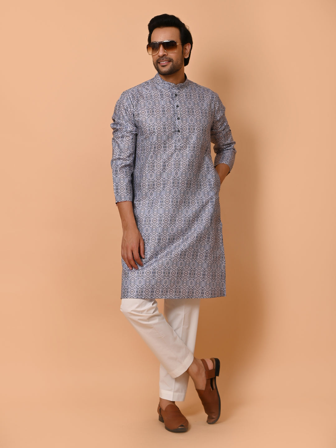 Ethnic Motifs Blue Kurta Set - KM37021-3