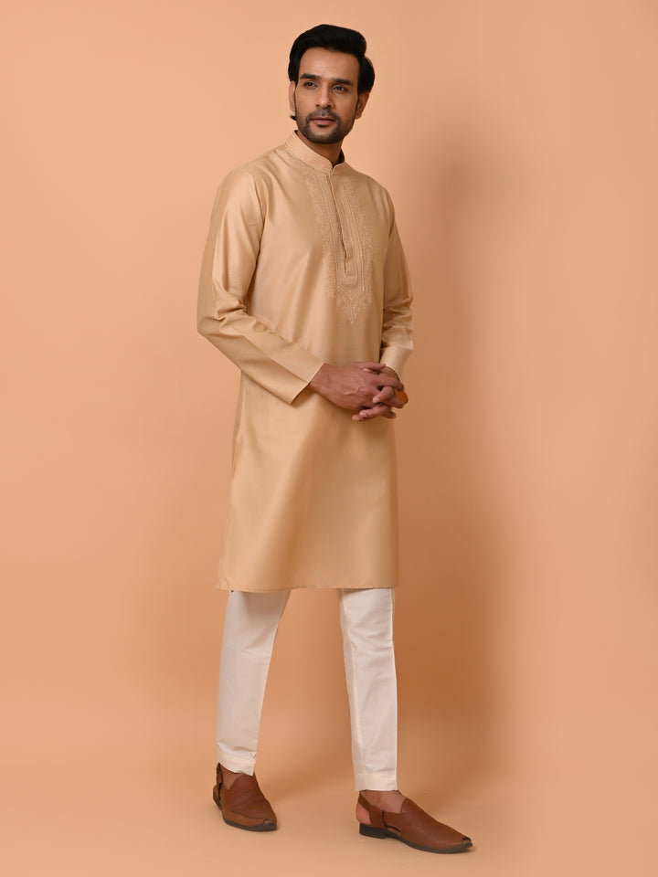 Ethnic Motifs Beige Kurta Set - KM37372-121