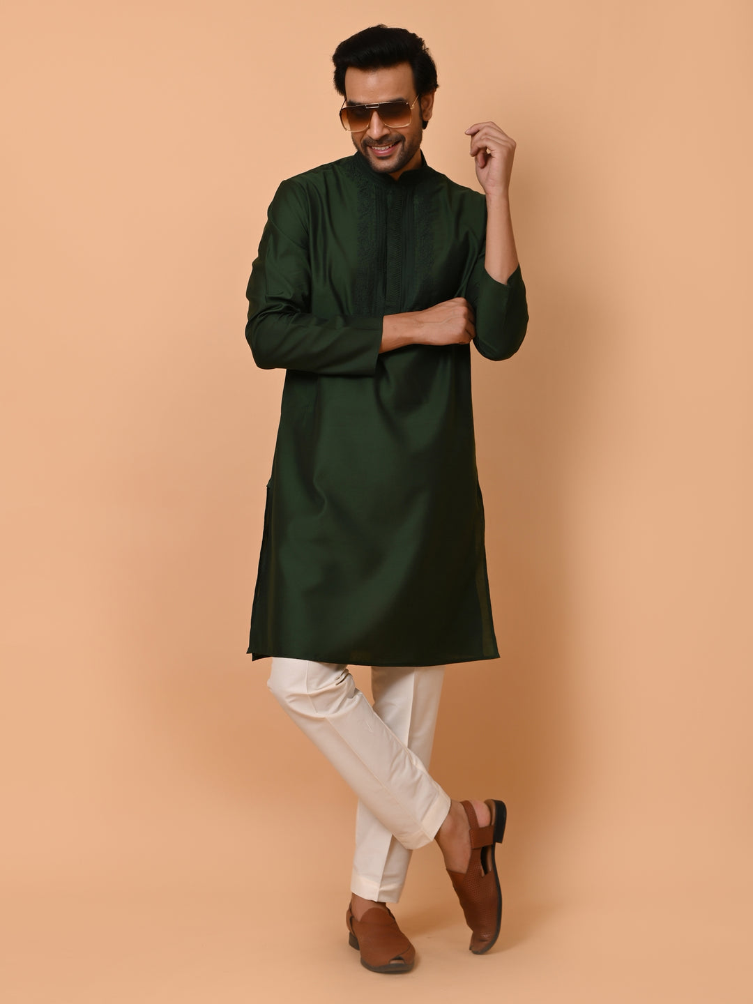 Ethnic Motifs Green Kurta Set - KM37372-BGR