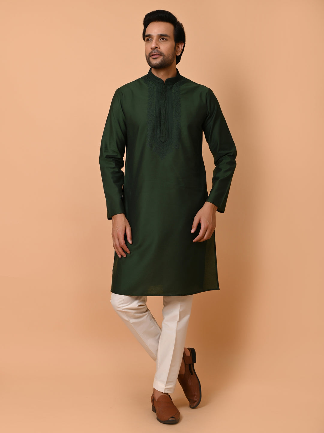 Ethnic Motifs Green Kurta Set - KM37372-BGR