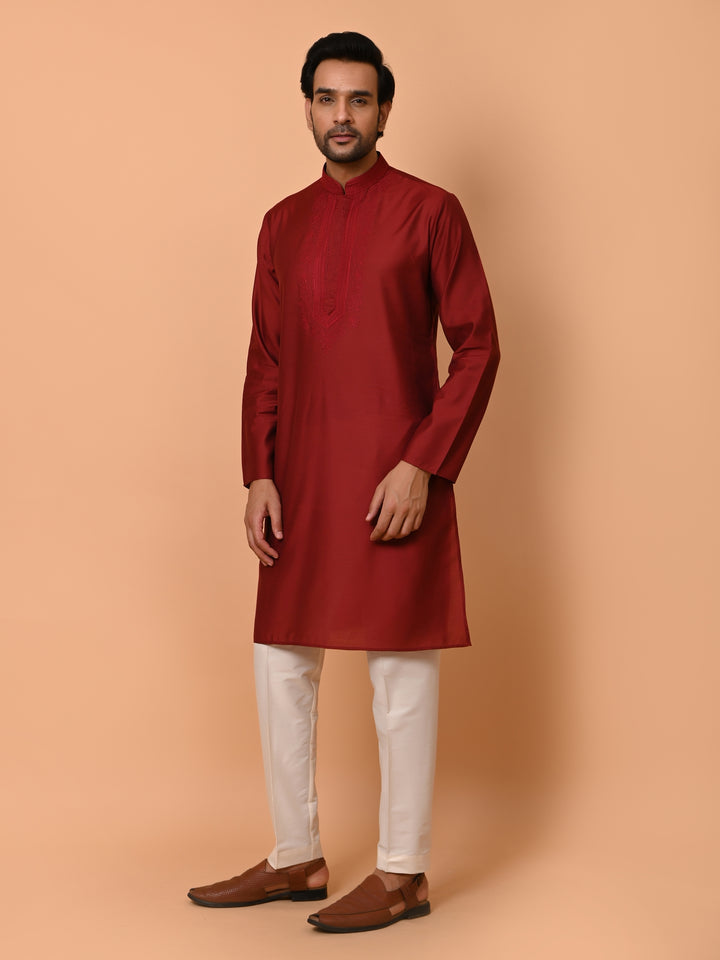 Ethnic Motifs Maroon Kurta Set - KM37372-18