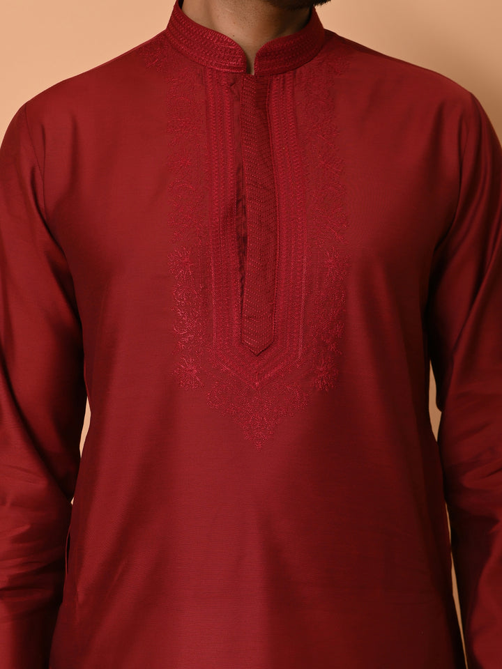 Ethnic Motifs Maroon Kurta Set - KM37372-18