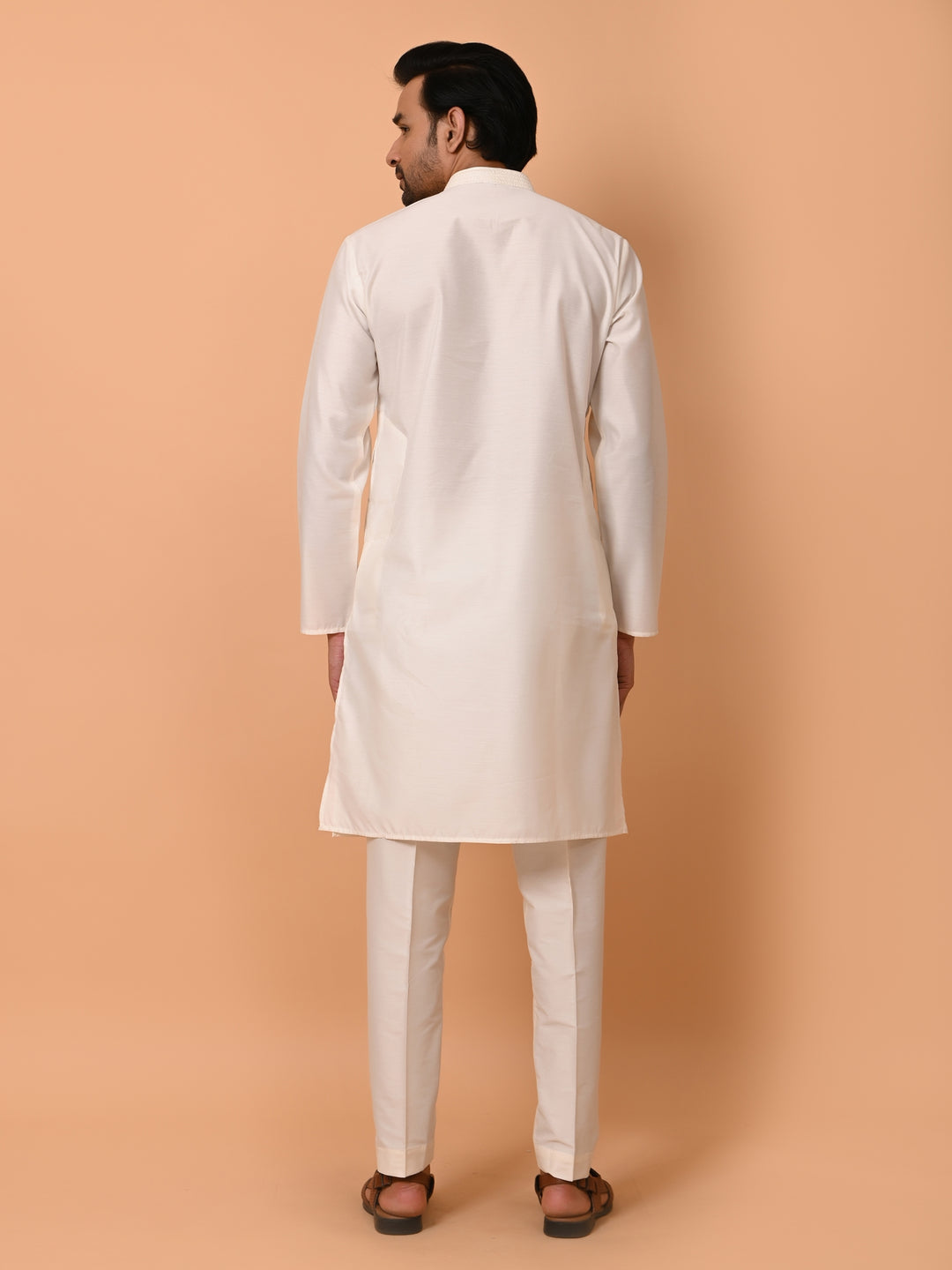 Ethnic Motifs Off White Kurta Set - KM37372-KM