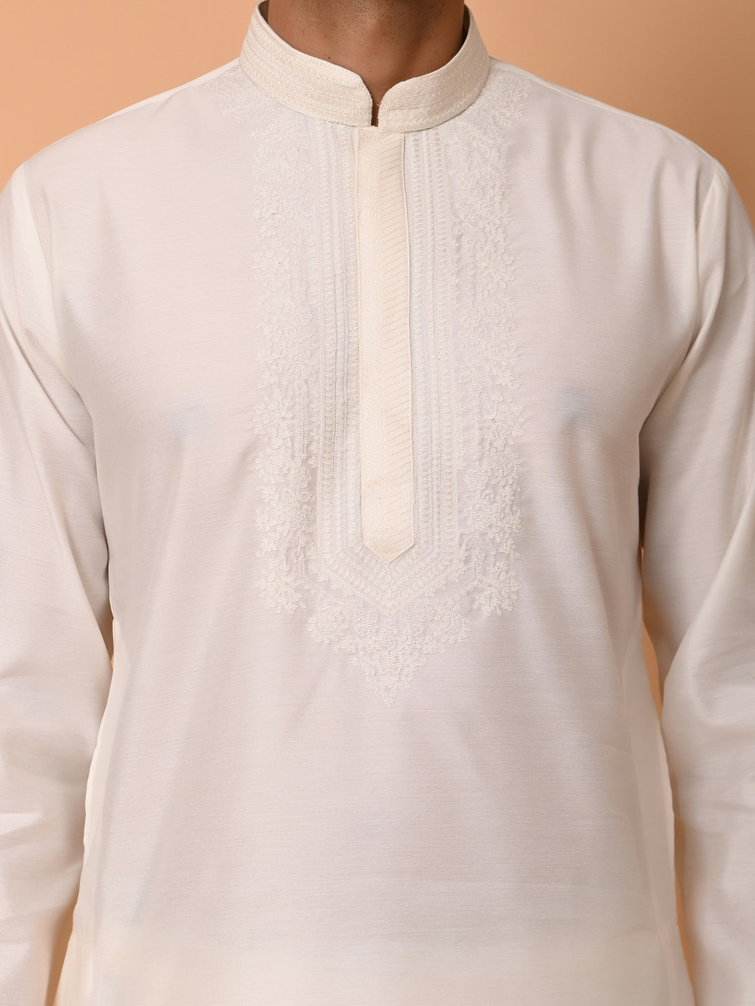 Ethnic Motifs Off White Kurta Set - KM37372-KM