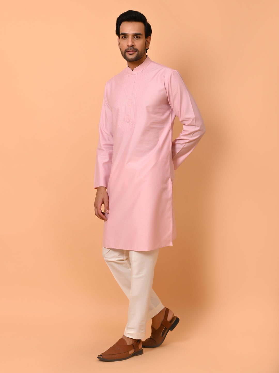 Ethnic Motifs Pink Kurta Set - KM37372-ON