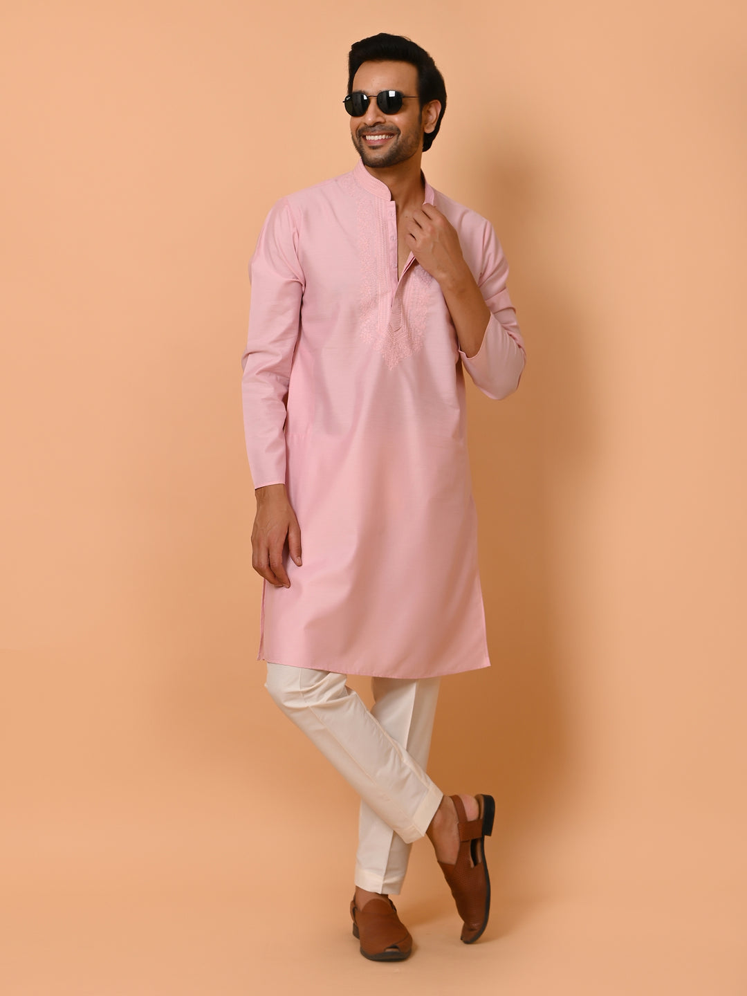 Ethnic Motifs Pink Kurta Set - KM37372-ON