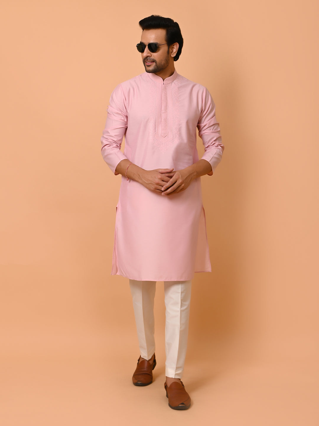 Ethnic Motifs Pink Kurta Set - KM37372-ON