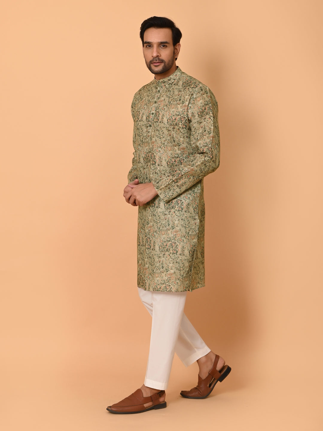 Leafs Green Kurta Set - KM37226-11