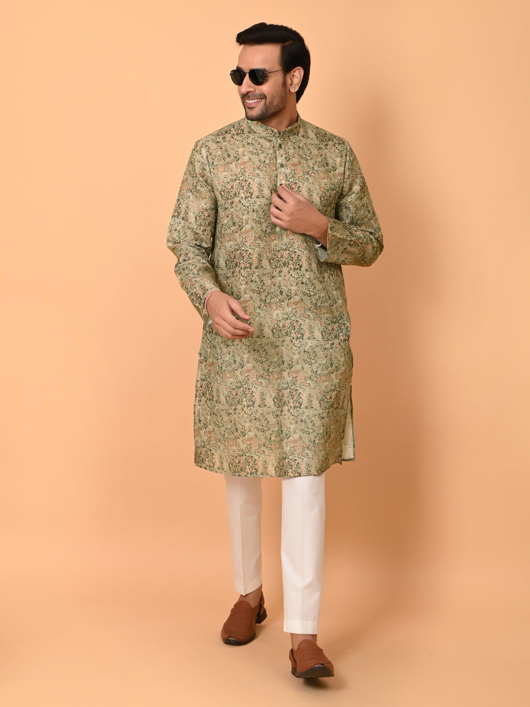 Leafs Green Kurta Set - KM37226-11