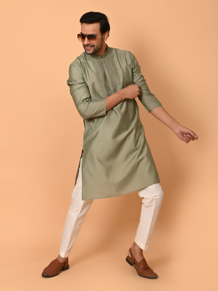 Ethnic Motifs Green Kurta Set - KM37372-120