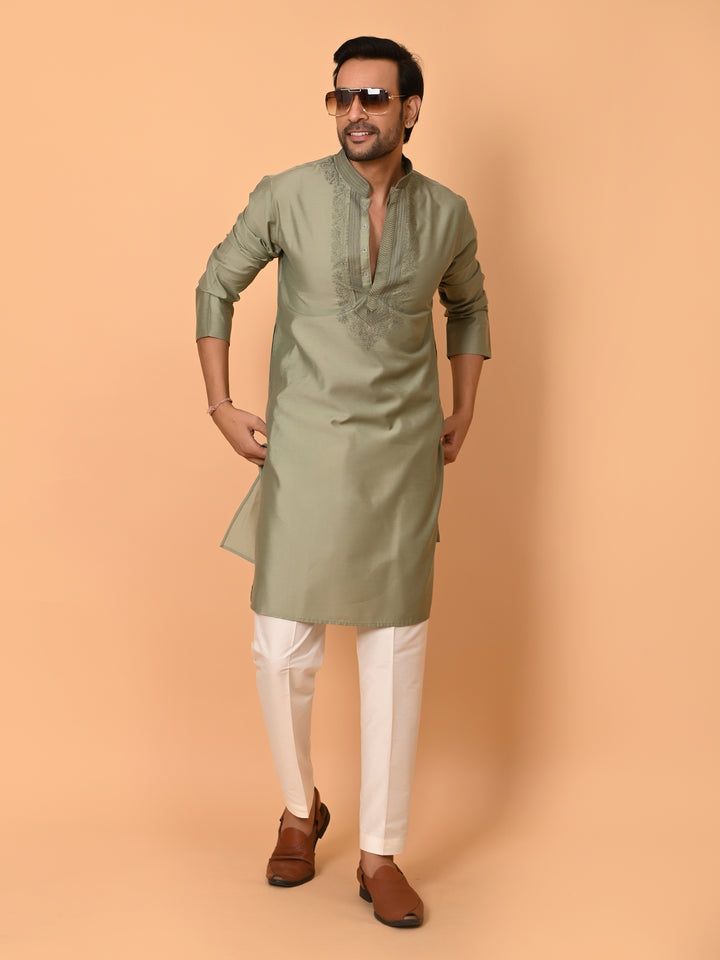 Ethnic Motifs Green Kurta Set - KM37372-120