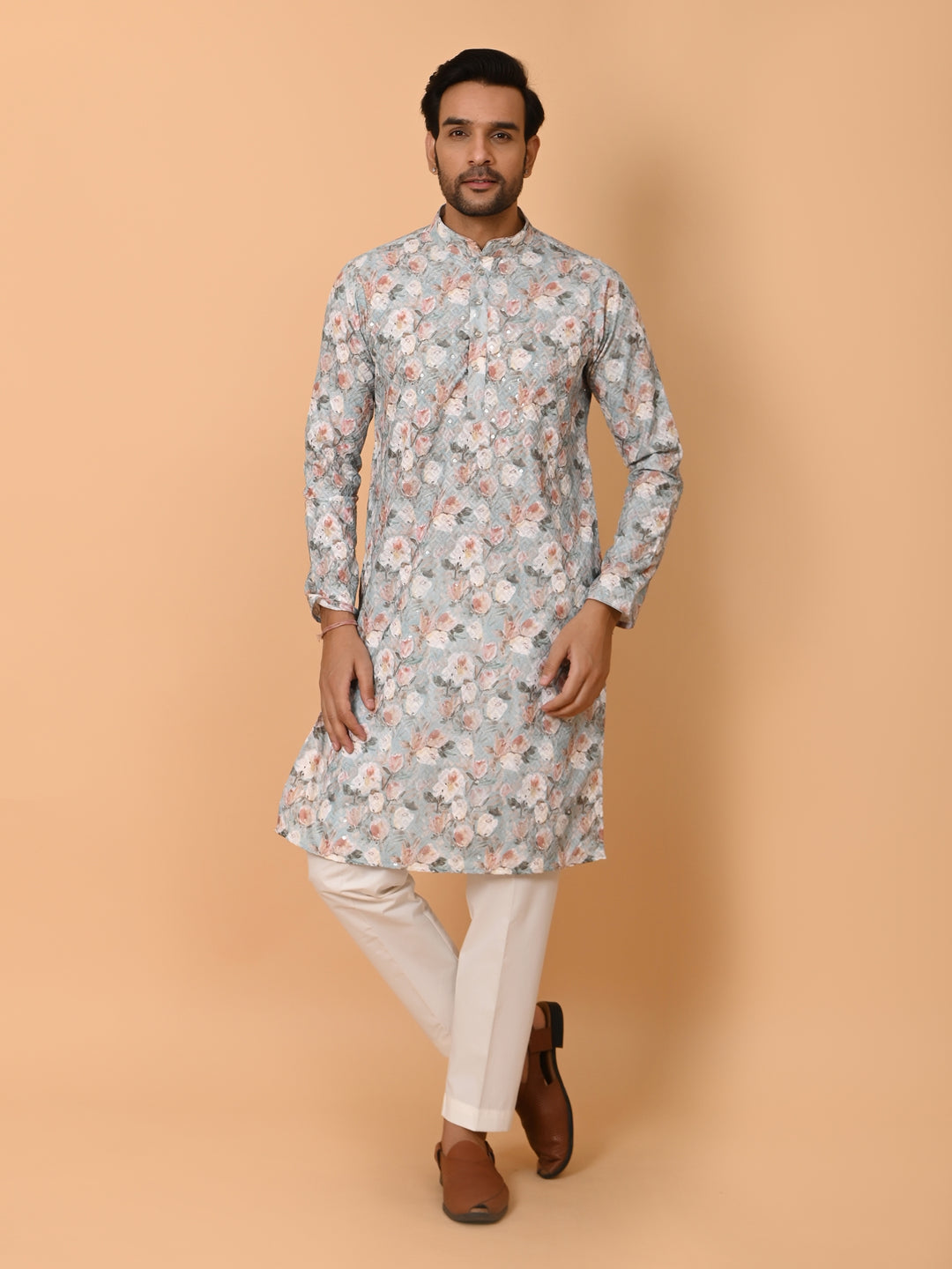 Floral Green Kurta Set - KM38177-3