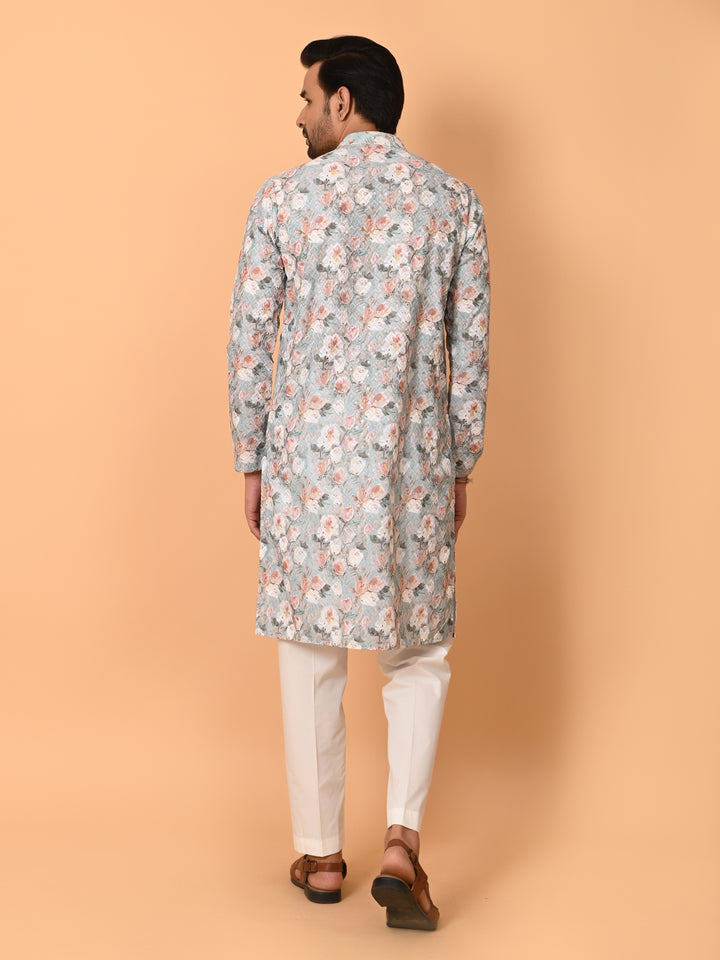Floral Green Kurta Set - KM38177-3