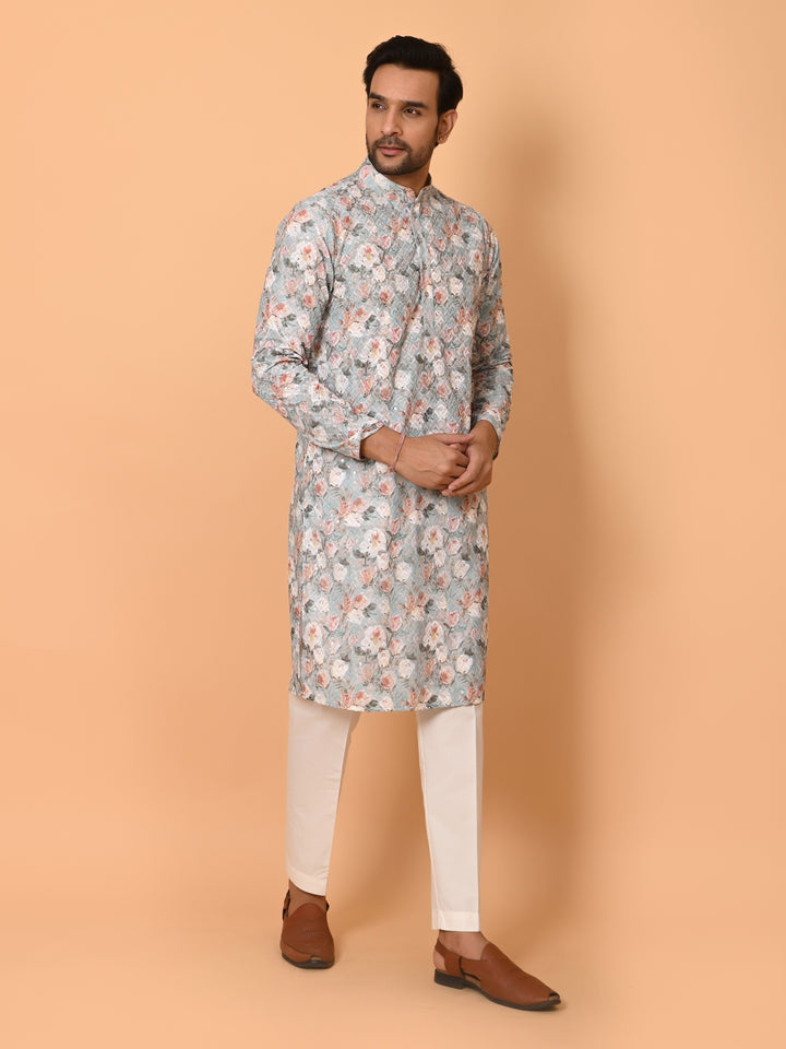 Floral Green Kurta Set - KM38177-3