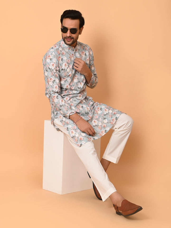 Floral Green Kurta Set - KM38177-3