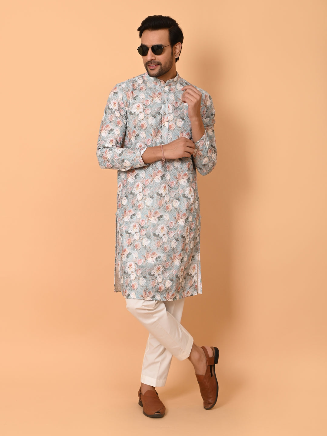 Floral Green Kurta Set - KM38177-3