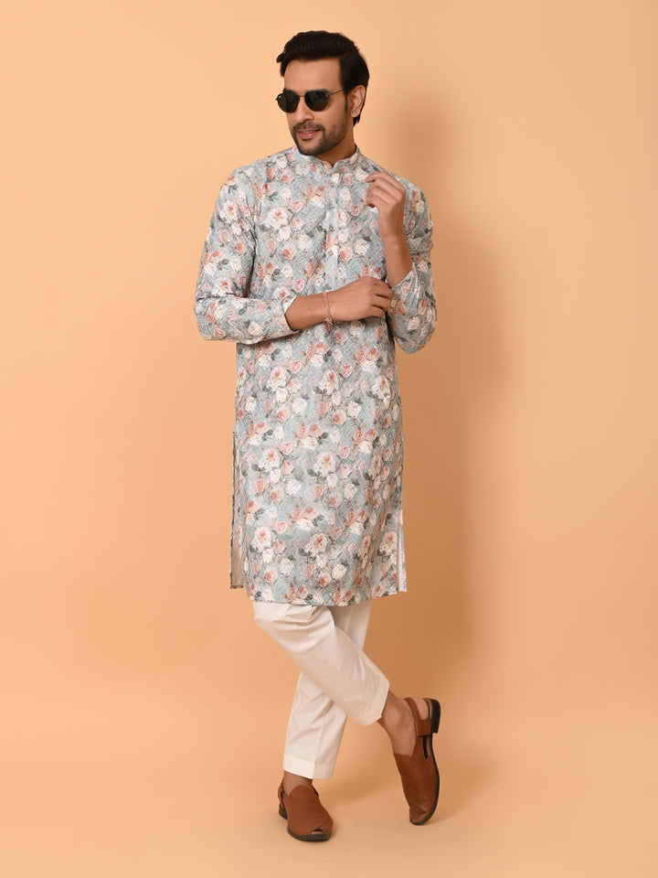 Floral Green Kurta Set - KM38177-3