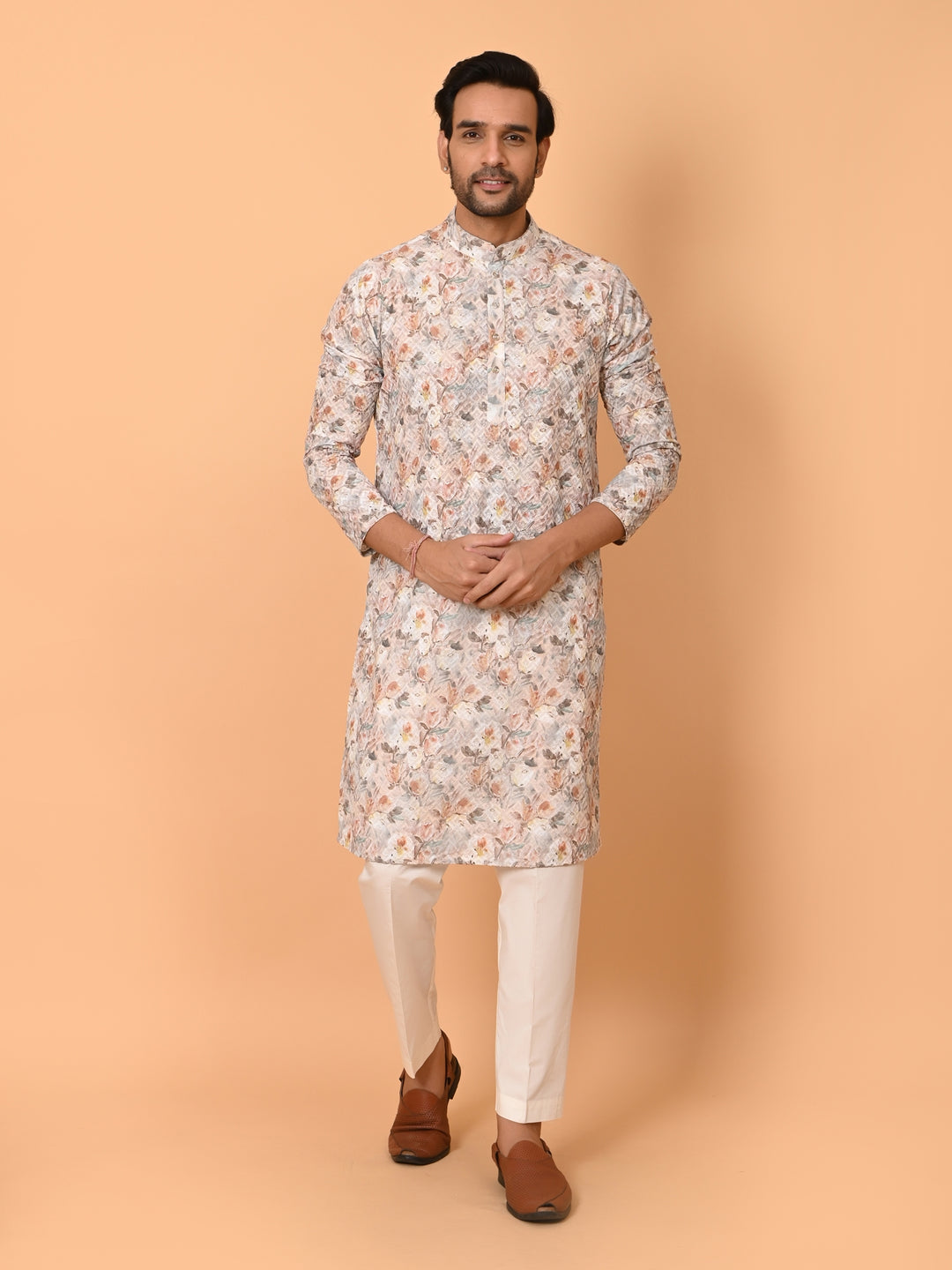 Floral Orange Kurta Set - KM38177-7